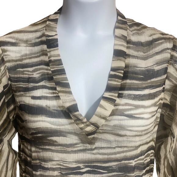 Chicos shades of brown v-neck flowy sleeves 100% silk - women's small - Picture 4 of 8